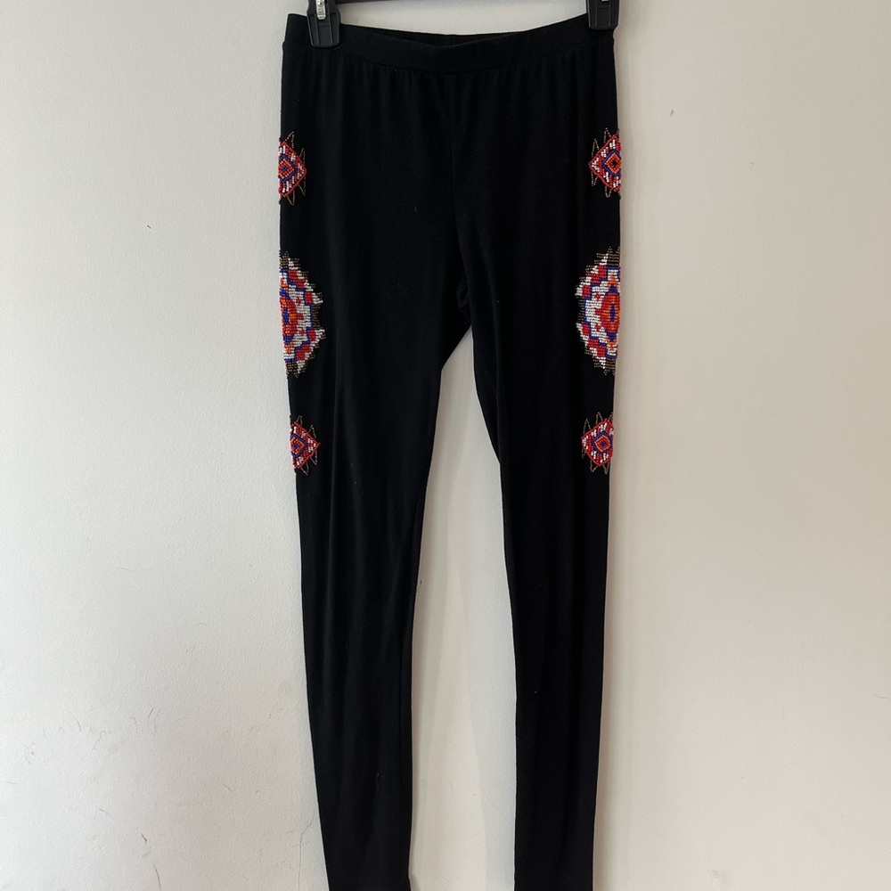 Black beaded leggings